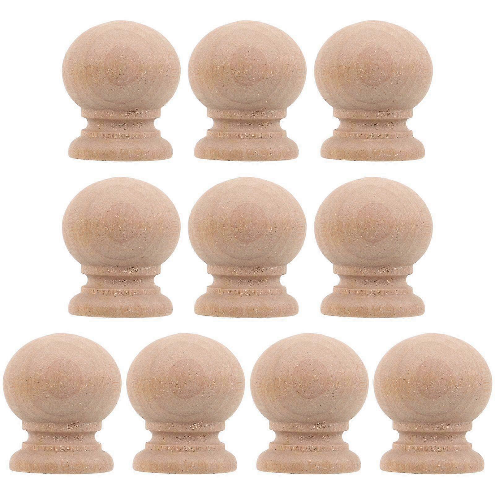 10pcs Wood Cabinet Knobs Dresser Drawers Knobs Sing Hole Wooden Pull Handles