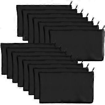 15 Pack Craft Cotton Zipper Bags Kosmetisk förvaringsväska (svart, 21 x 13 cm)