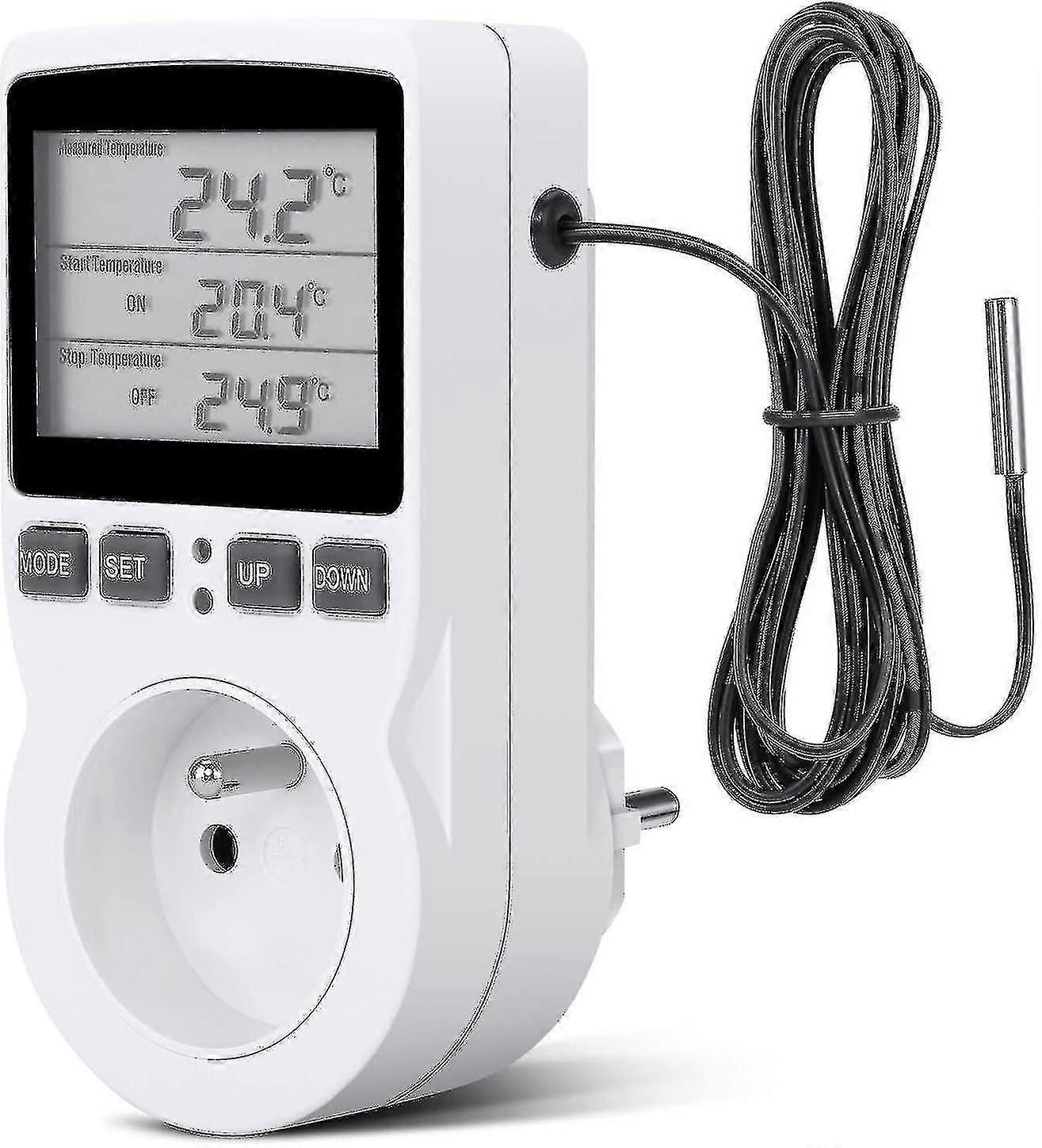 Digital Temperature Controller, Heating Cooling Thermostat Socket Lcd Temperature Controller, 230v For Greenhouse Farm Temperature Controlle