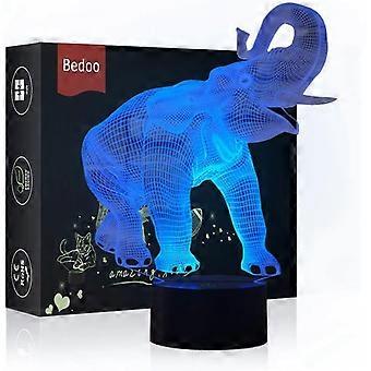 Night Light 3D Elephant Led Illusion Lamp, Desk Lights Dimmable 16 Color Changing Smart Touch, Home Bedroom Decoration Gift for Girls Boys