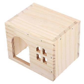 Maisonnette en bois pour hamster, abri multifonctionnel pour petits animaux, design en bois.