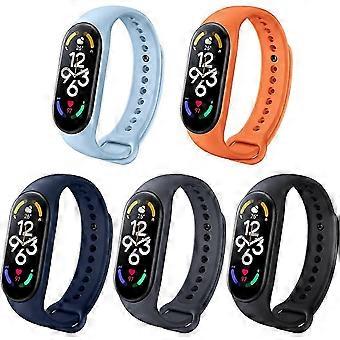 5 Pack Colors Strap for Xiaomi Mi Band 7/ Mi Band 6/ Mi Band 5/Amazfit Band 5, Replacement Wristband Strap for Smartwatch, TPU Material, Lightweight