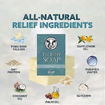Beef Tallow Soap Bar Natural Grass Fed Tallow Soap Unscented Moisturizing Face & Body Wash Great for Eczema, Dry, Itchy, Sensitive Skin Handmaed So