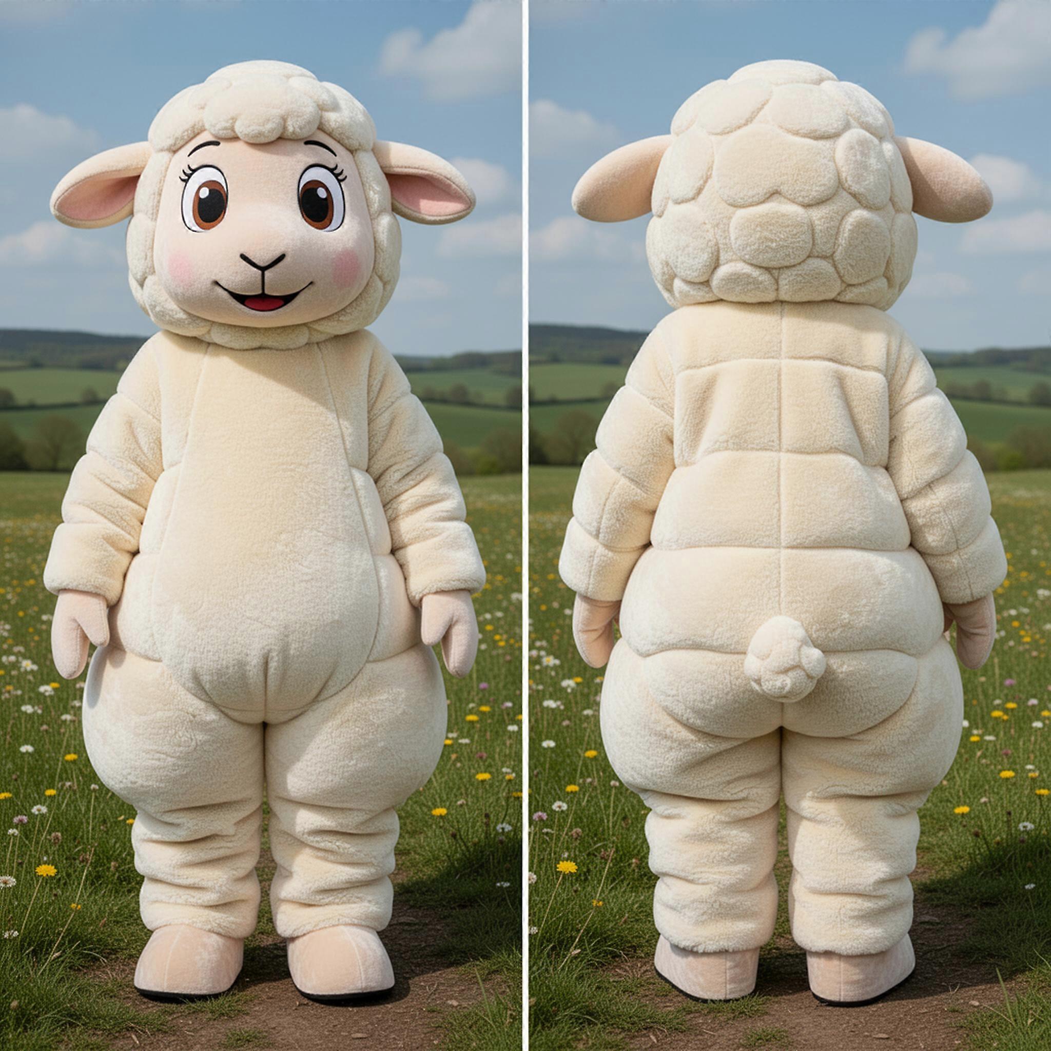 MASTICOT Cream Padded Sheep Mascot