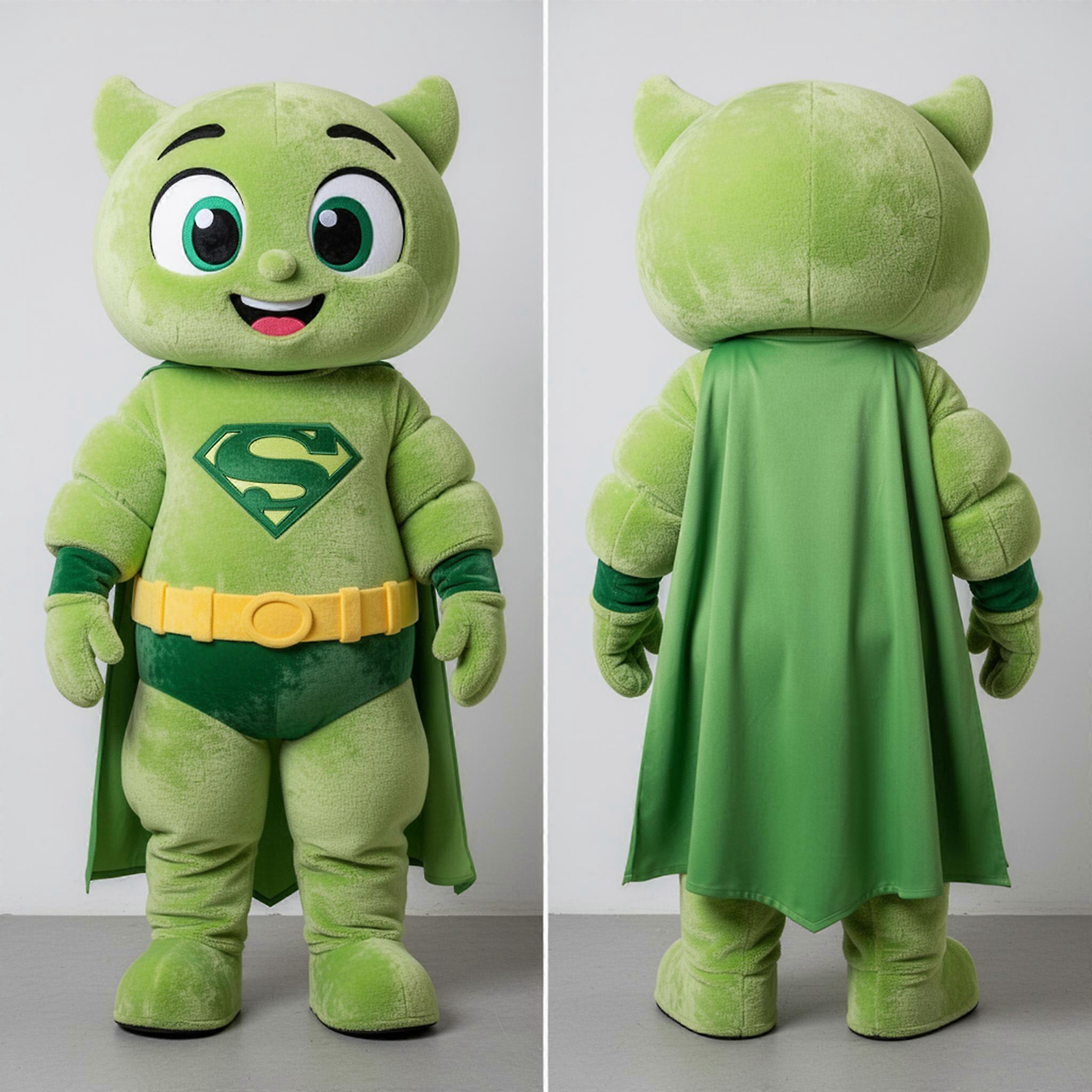 MASTICOT Lime Green Broad Shouldered Superhero Mascot