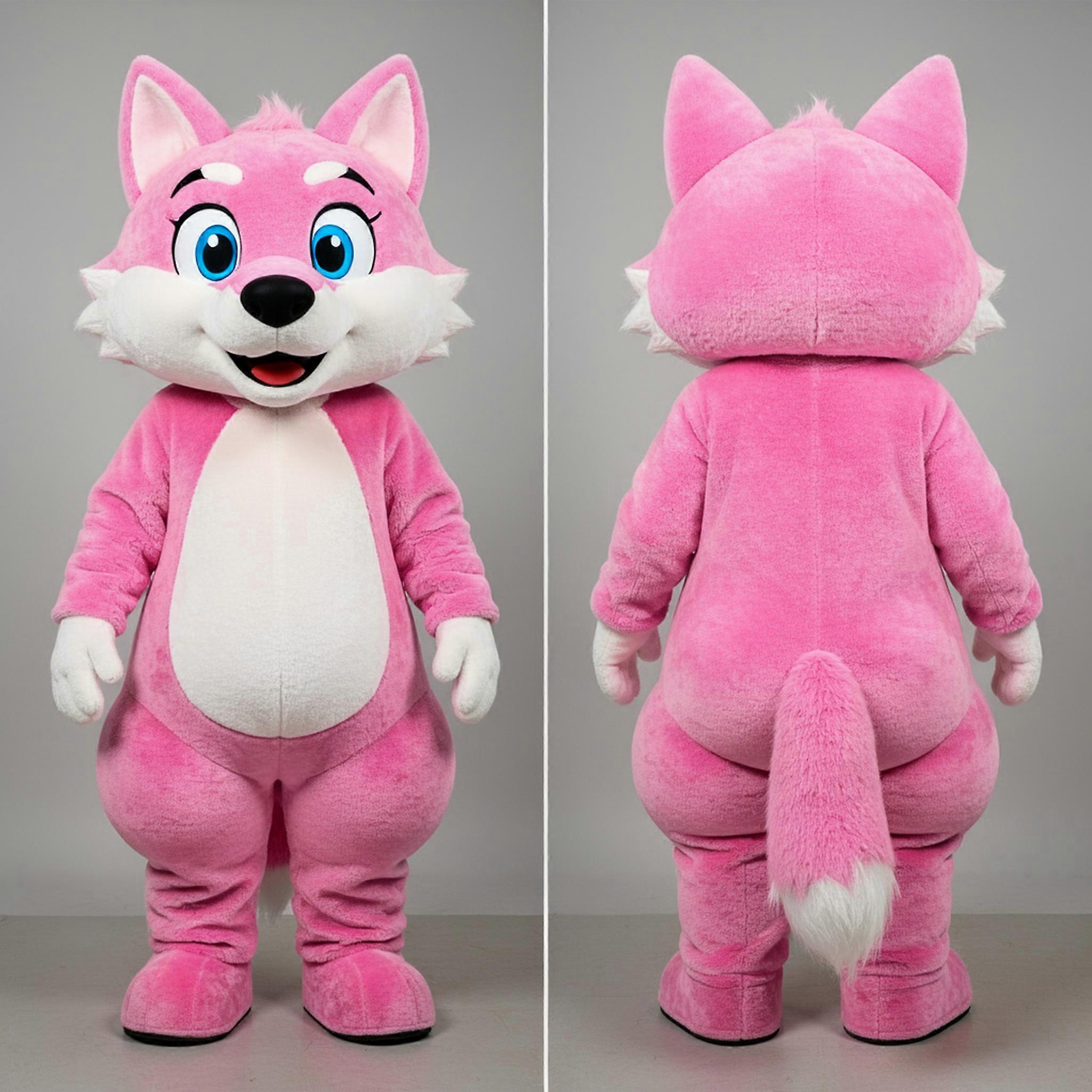 MASTICOT Pink Cartoon Wolf Mascot