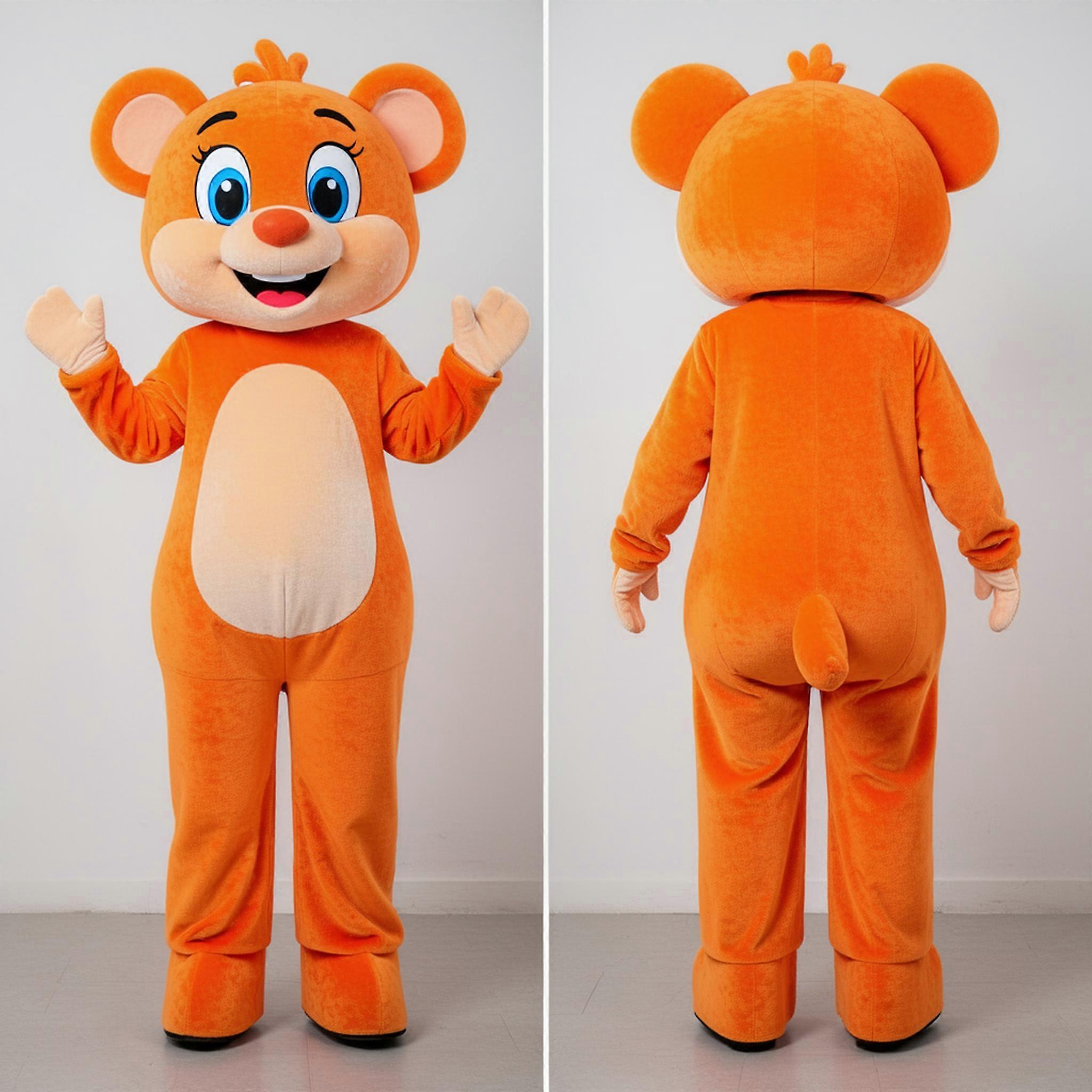 MASTICOT Vibrant Orange Cartoon Stilt Walker Mascot