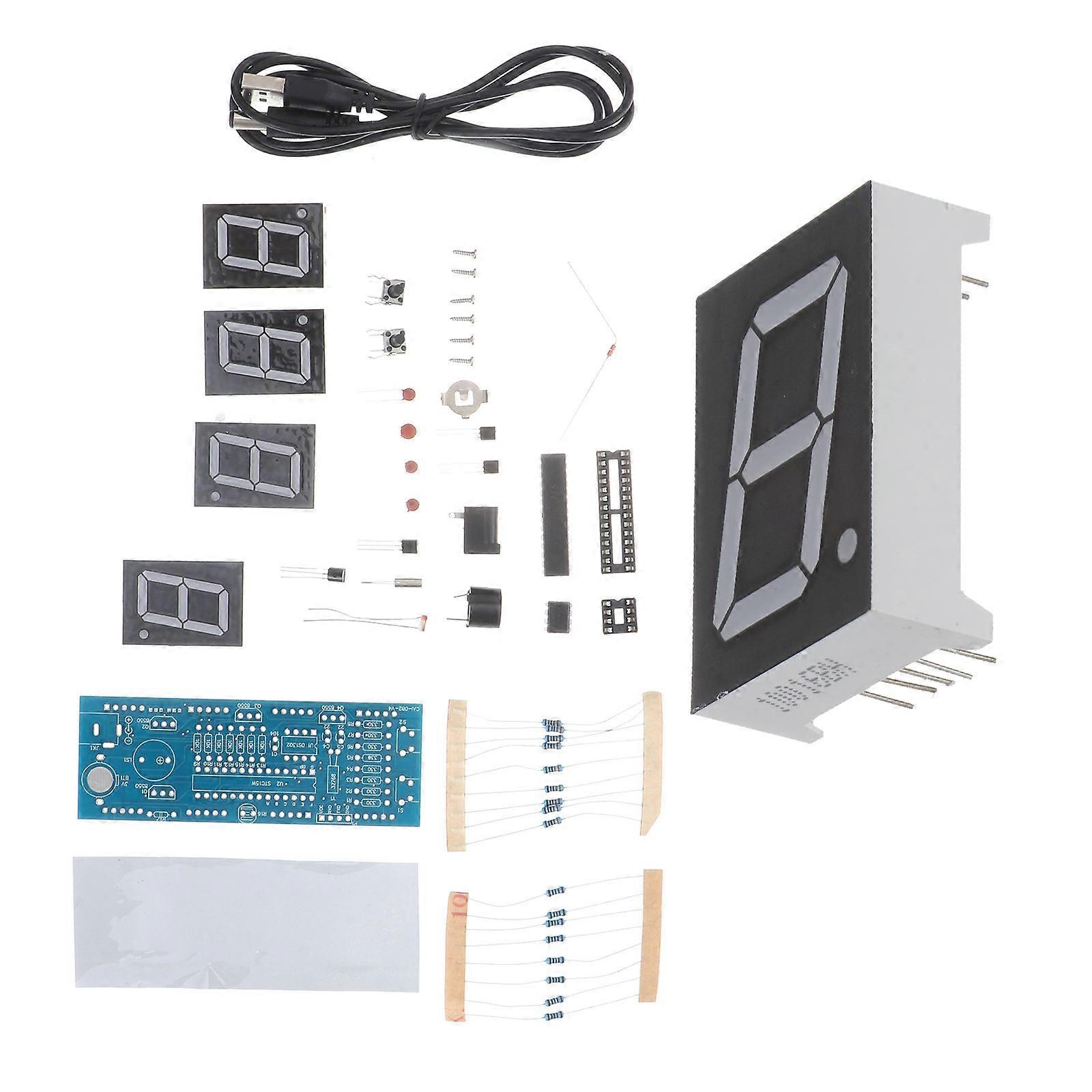 Scm LED Digital Clock Kit for Time Keeping Single Chip Microcomputer 1Set