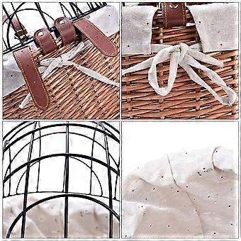Wicker Pet Basket, Removable Lid, Water-Resistant, Durable Outdoor Commute