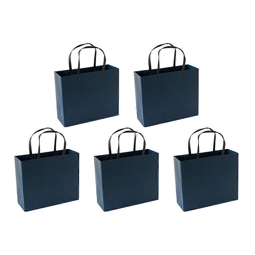 Gift Bag Paper Handbag for Storage Use 5Pcs Blue Solid Color Creative Design