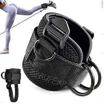 Enkelbanden voor kabelmachines, 2 stuks ademende mesh enkelbanden met metalen D-ringen, antislip ontwerp voor bil-, been- en buikspieroefeningen, unisex