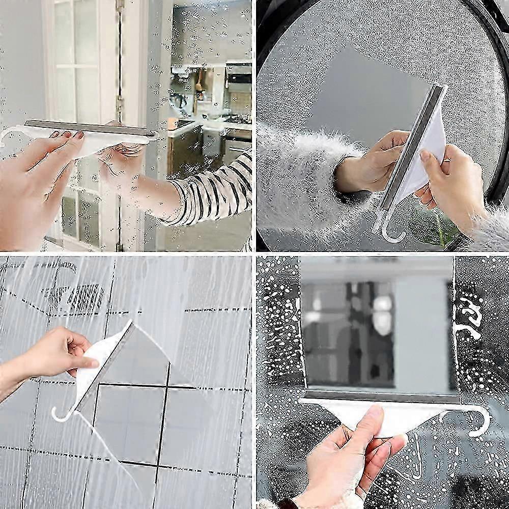 Mini Shower Mirror Squeegee with Hook for Tiny Bathroom & Kitchen Countertop - Silicone