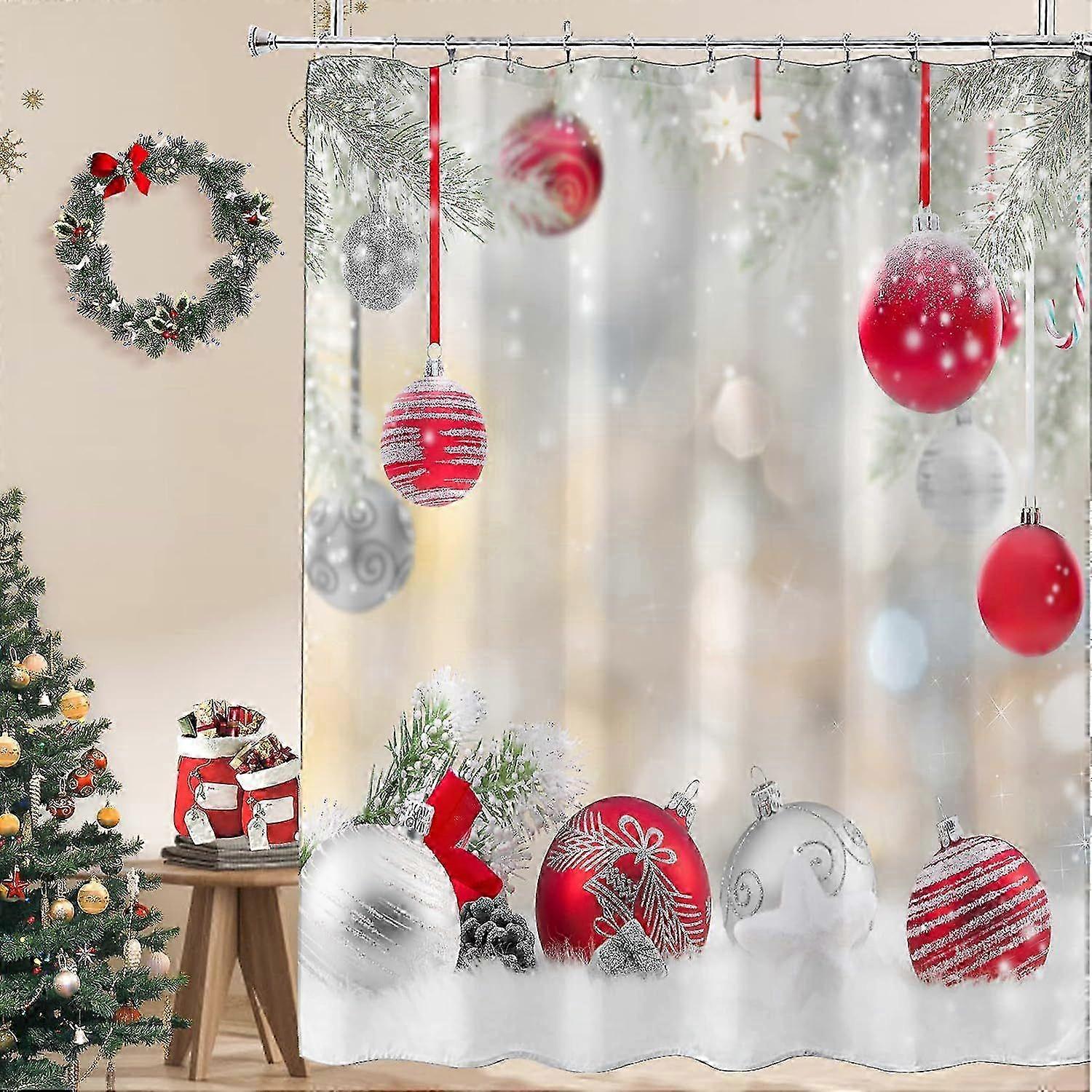 Festive Pine Ball Fabric Curtain