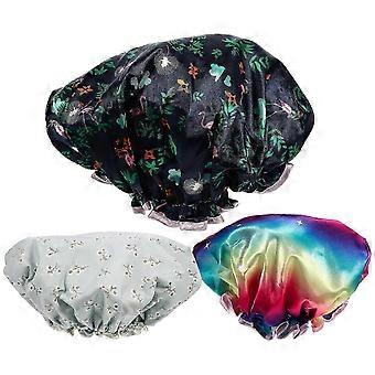Double Satin Shower Caps Waterproof Bath Hat compatible with Women 12Pcs Pack