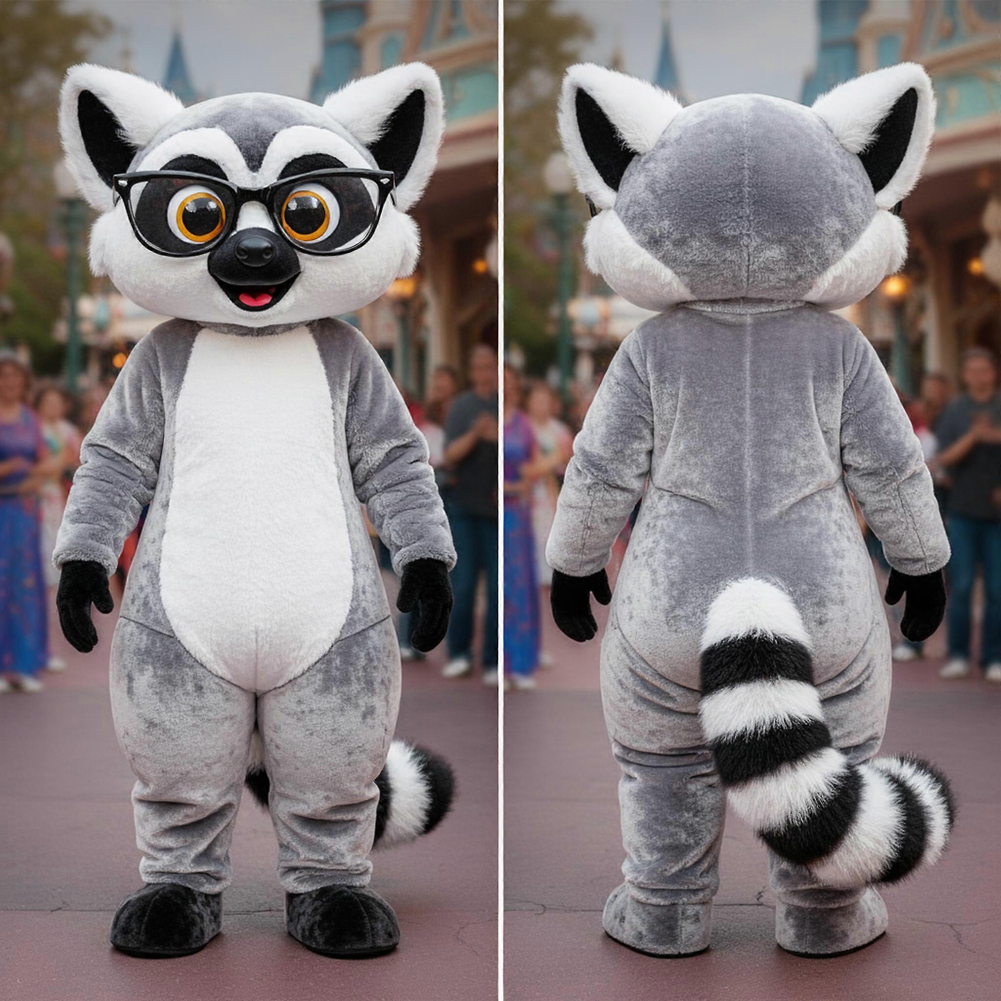 MASTICOT Velvety Gray Playful Lemur Mascot