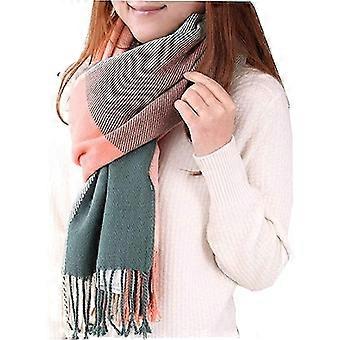 Checked Winter Scarf for Women, Warm Neck Protection for Autumn Winter Travel, Foldable Versatile Shawl, Mixed Color, 200 x 60 cm, 1 Piece