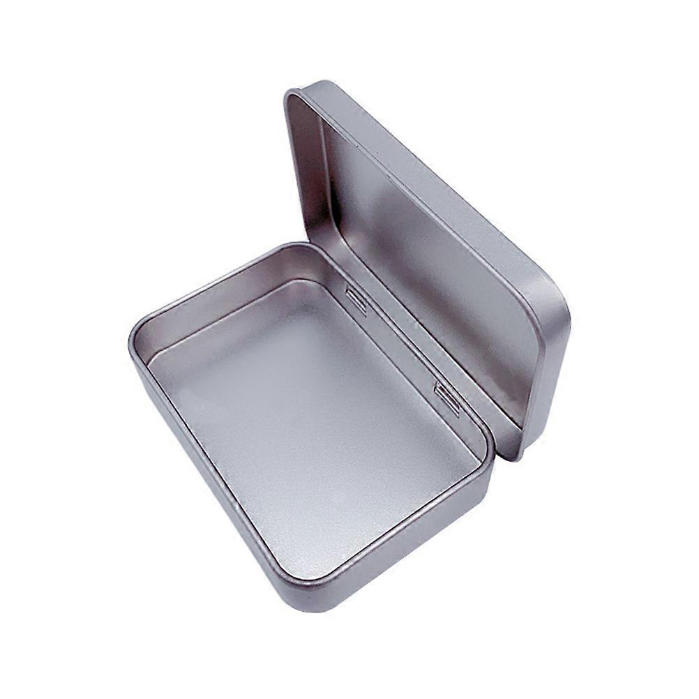 Rectangular Silver Tinplate Box Storage Container with Hinged Lid 6Pcs Set