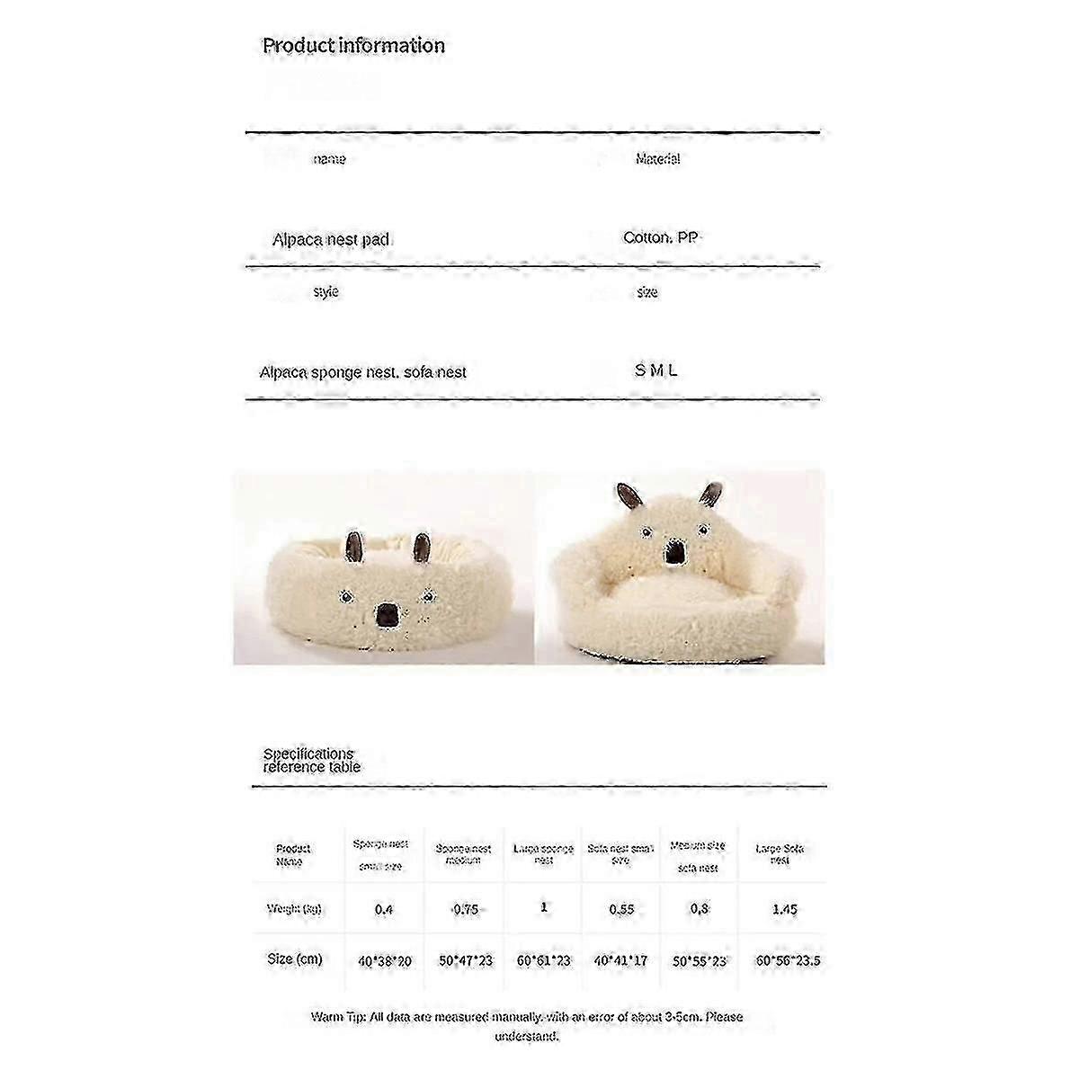 Soft Alpaca Nest Bed for Small Pets