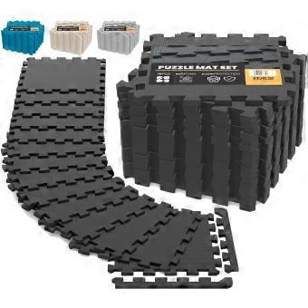 Sports Vloeren, Vloerbeschermingsmat Fitness, puzzelmatvloer, 30x30x1 cm, 18 Eenheden, zwart