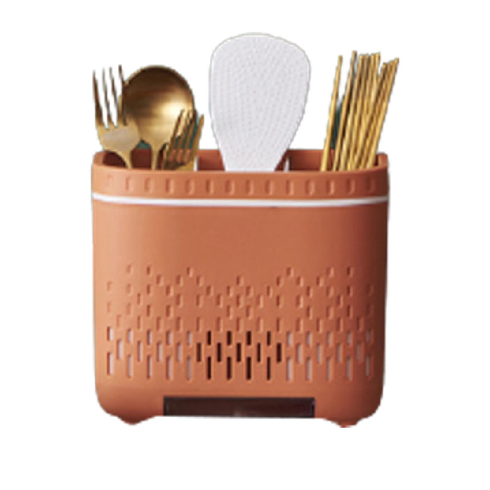 Hanging Chopstick Holder Flatware Organizer Kitchen Utensils Drying Rack Basket With Hook