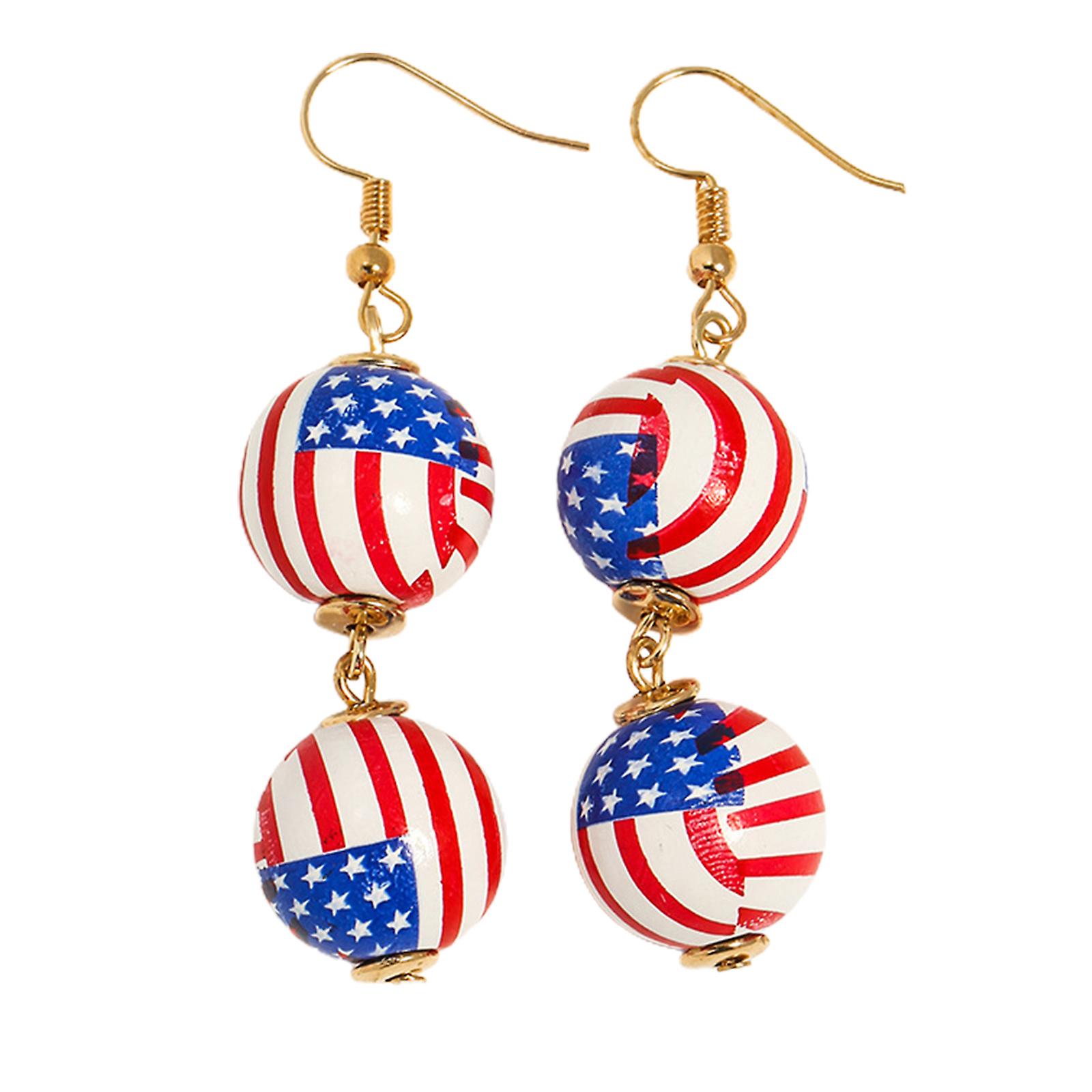 Independence Day Earrings Dynamic And Static Beauty Double Ball Dangle Earrings