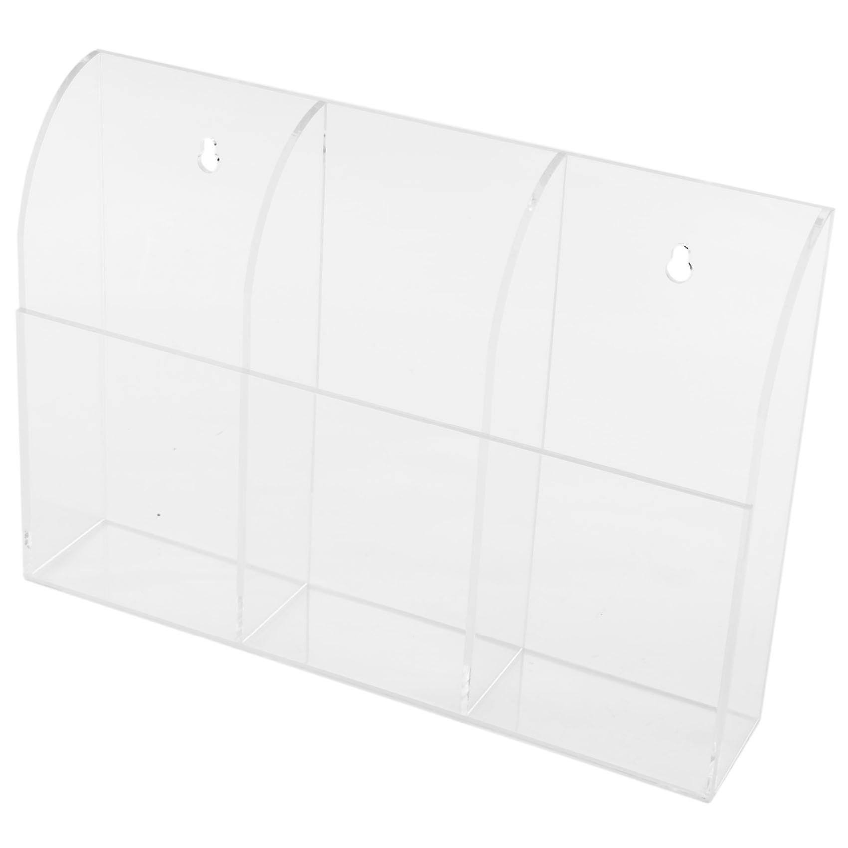 Clear Acrylic Remote Control Holder Wall Mount Media Organizer Box (Three Compartments)