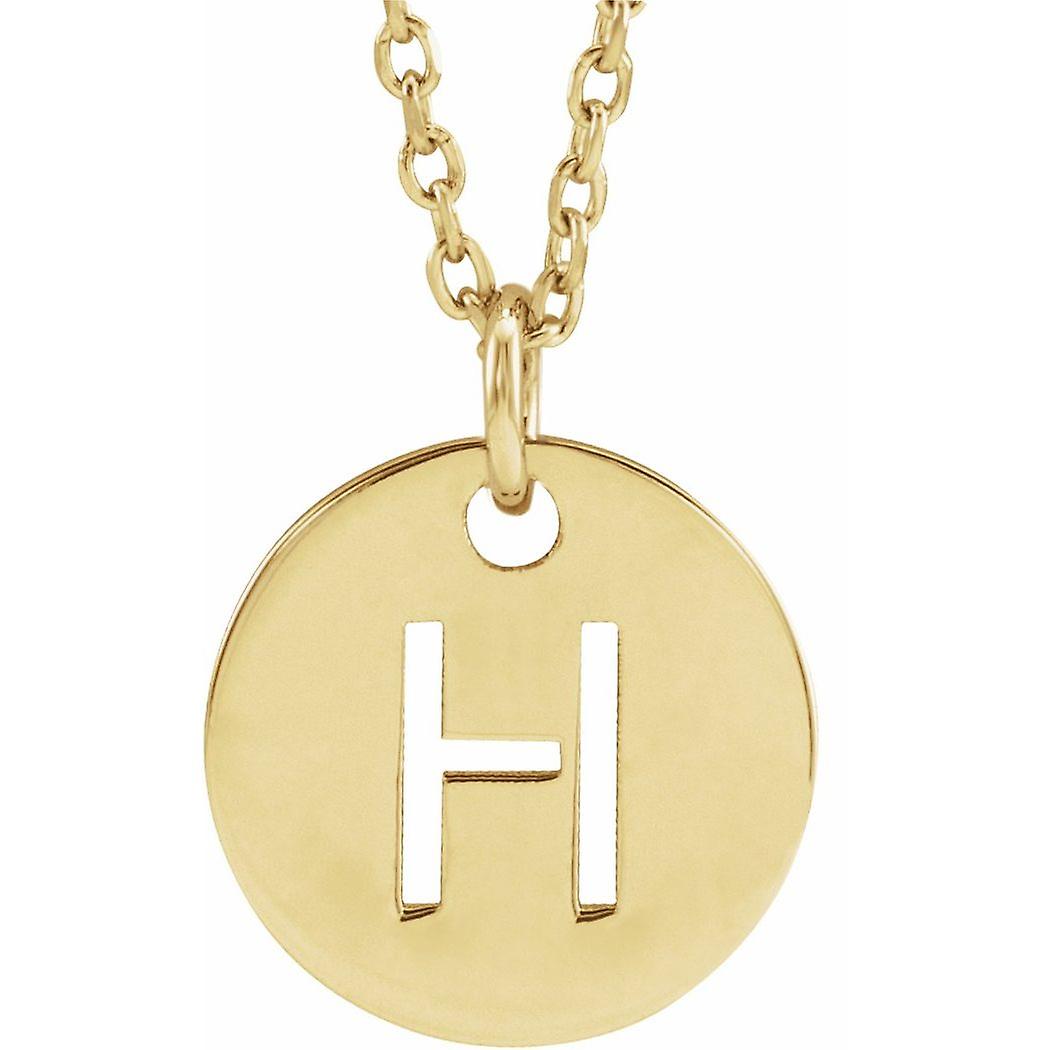 14k or jaune lettre nom personnalisé monogramme initiale h 10mm 16 18 pouces poli initial pendentif collier pendentif-nec