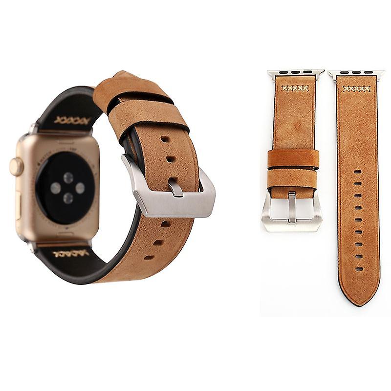Genuine leather bracelet for Apple Watch series 1 / 2 / 3 42 mm khaki