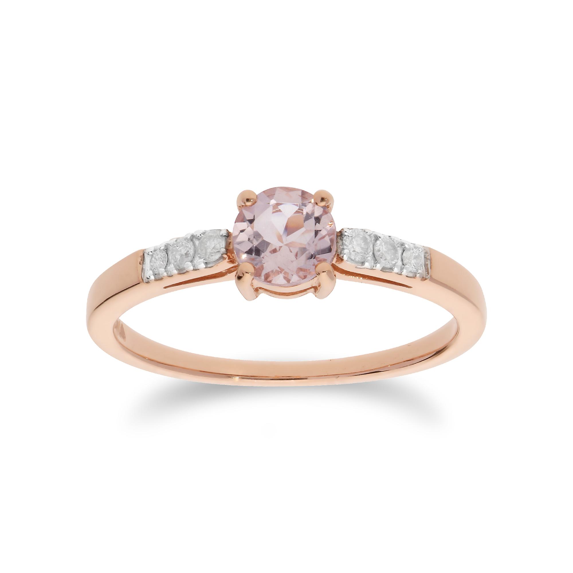 Classic Round Morganite & Diamond Shoulder Ring in 9ct Rose Gold 135R1587019
