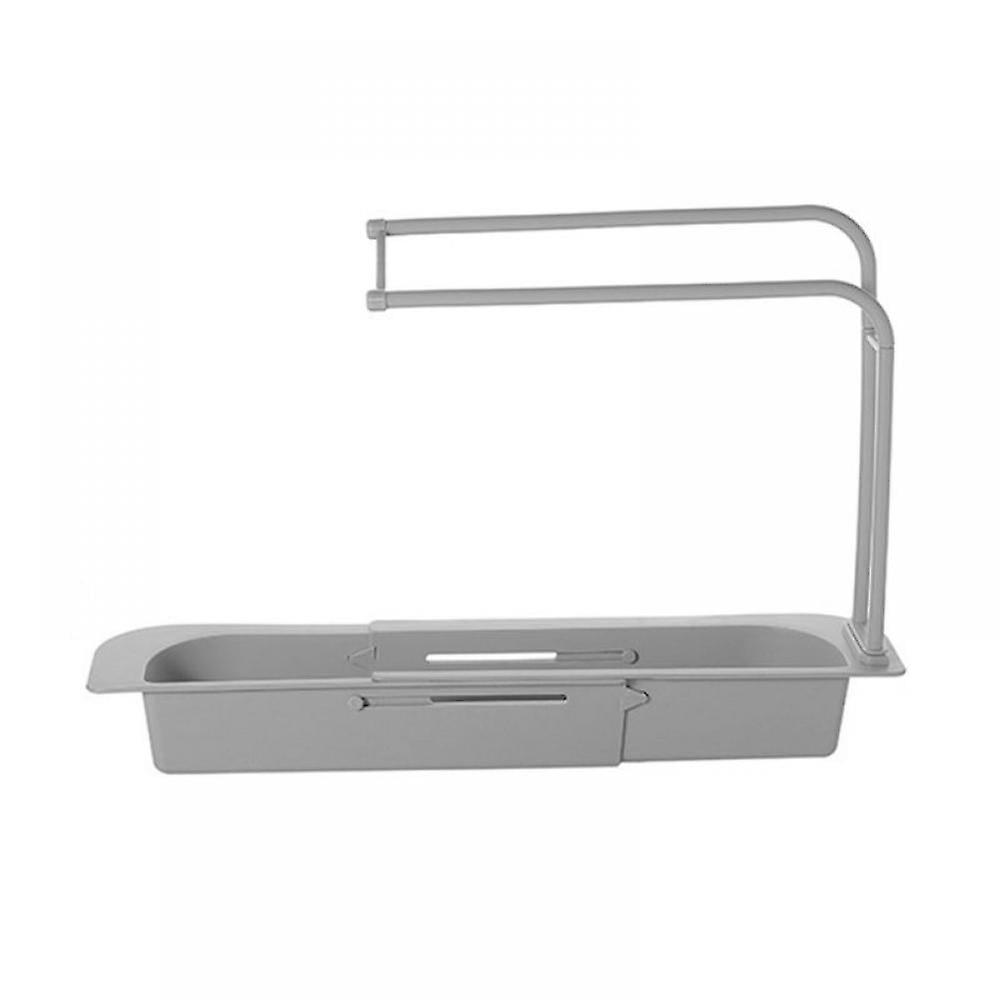 Stainless Steel Telescopic Sink Caddy with Sponge Holder & Towel Rack, Expandable Rustproof Sink Organizer