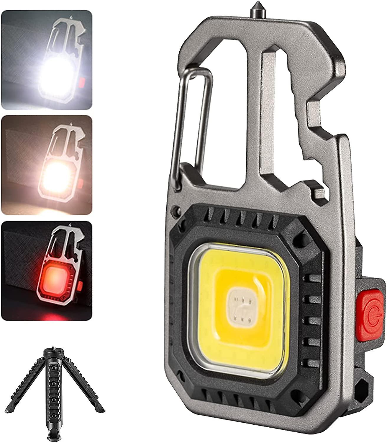 Mini LED Flashlight, Rechargeable 800 Lumens COB Magnetic Work Lights Portable Small Waterproof Keychain with Tripod Magnetic Base for Camping, Emerge