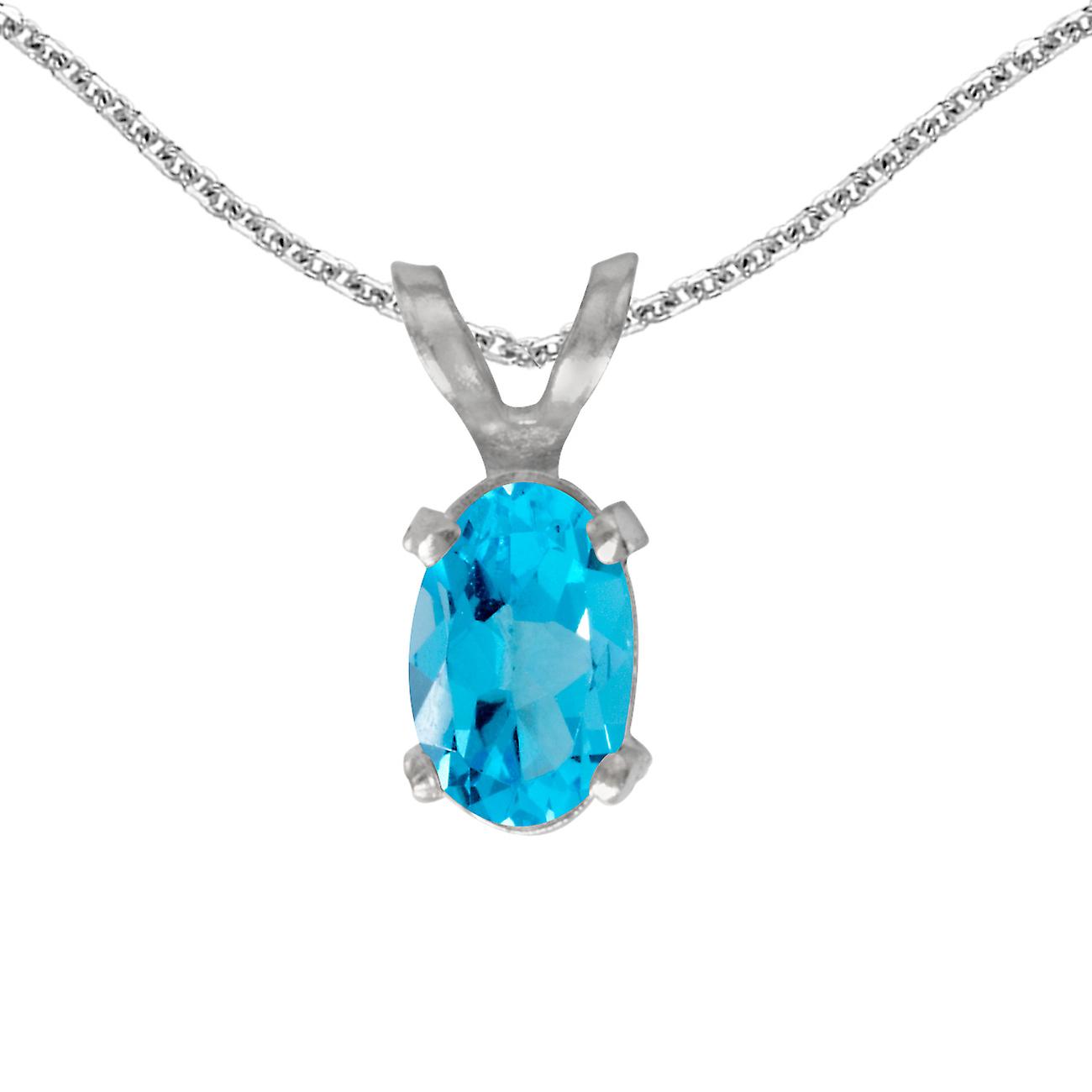 LXR 14k or blanc or ovale Topas pendentif 0.4 ct