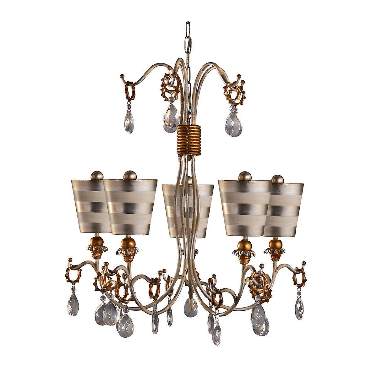 Elstead Tivoli - 5 Light Multi Arm Chandelier Silver , Cream Finish, E27
