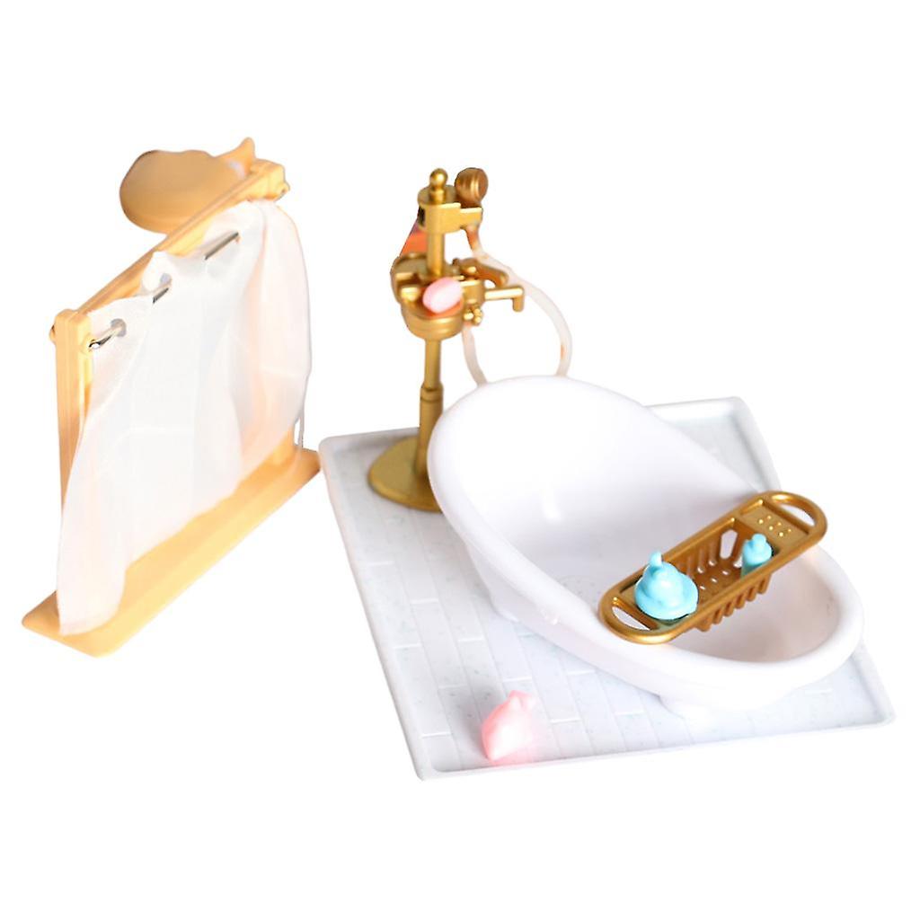 1/12 Dockhus Badrumsmöbler Plastleksaker för barn Presentstil 3