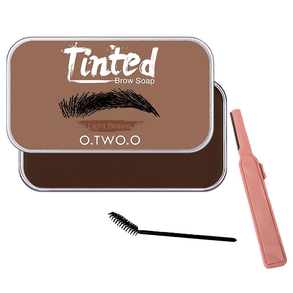 Eyebrow Soap Kit 3D with Brushes Waterproof for Natural Brows Light Brown