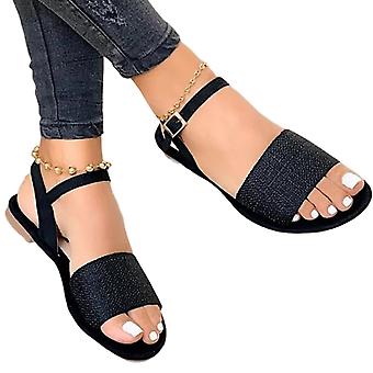 Mode flache Sandalen mit Schnalle für Frauen Leichte rutschfeste Strandsandalen