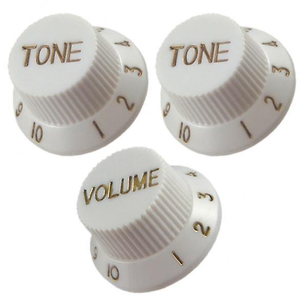 2x1 Volume & 2 Tone Control Switch Knobs for ST Sq Electric Guitar White