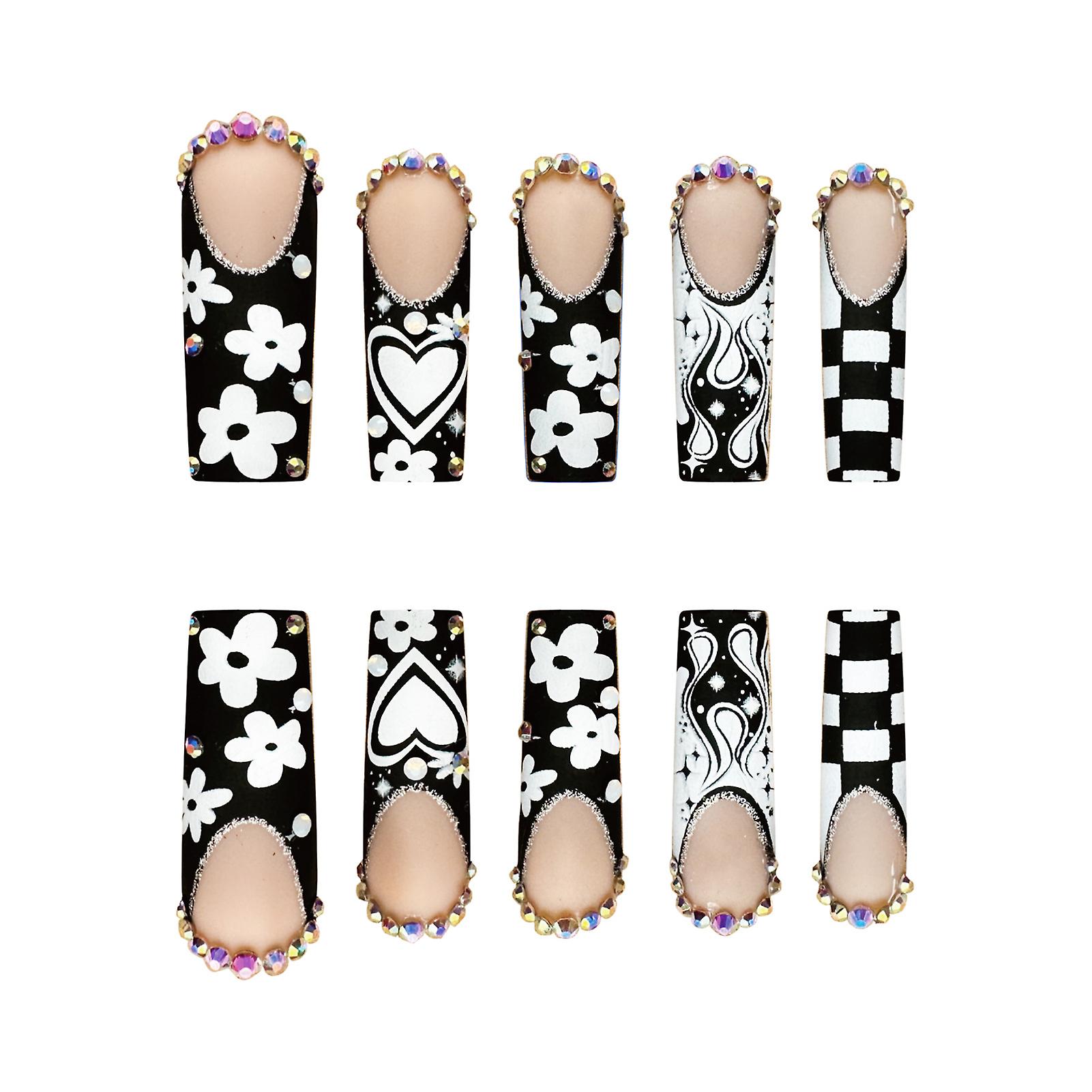 French Rectangular False Nails Easy To Apply No Gel Or Uv Light Needed Nails