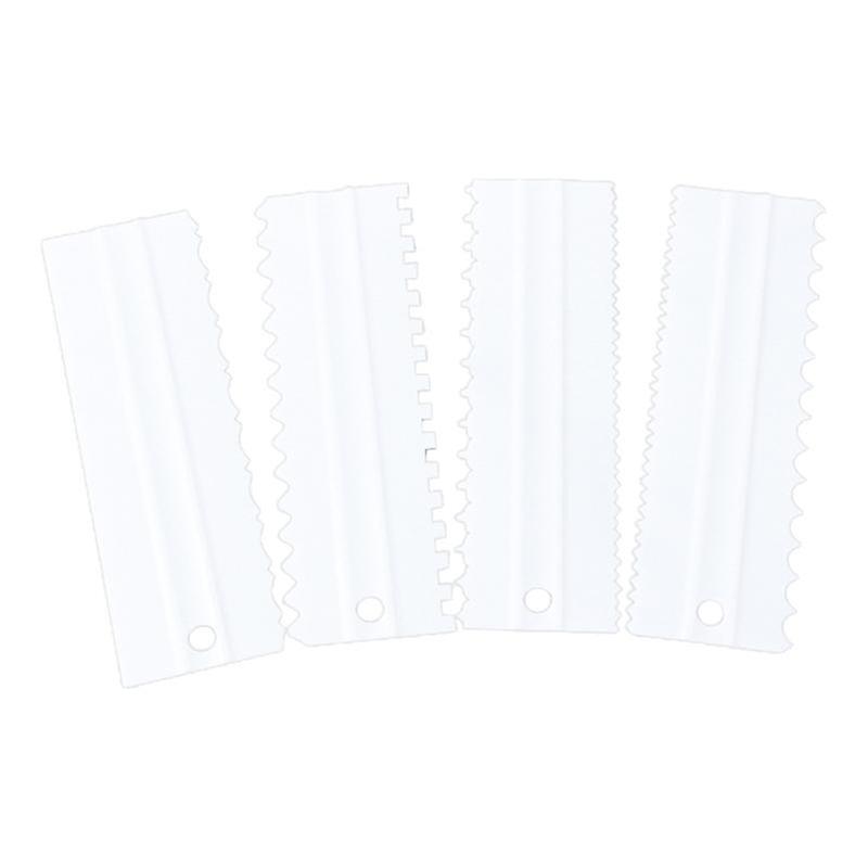 4Pcs/Set Cake Scraper Set Non-slip Comfortable Grip Plastic Buttercream Cake Scraper Comb Baking Too