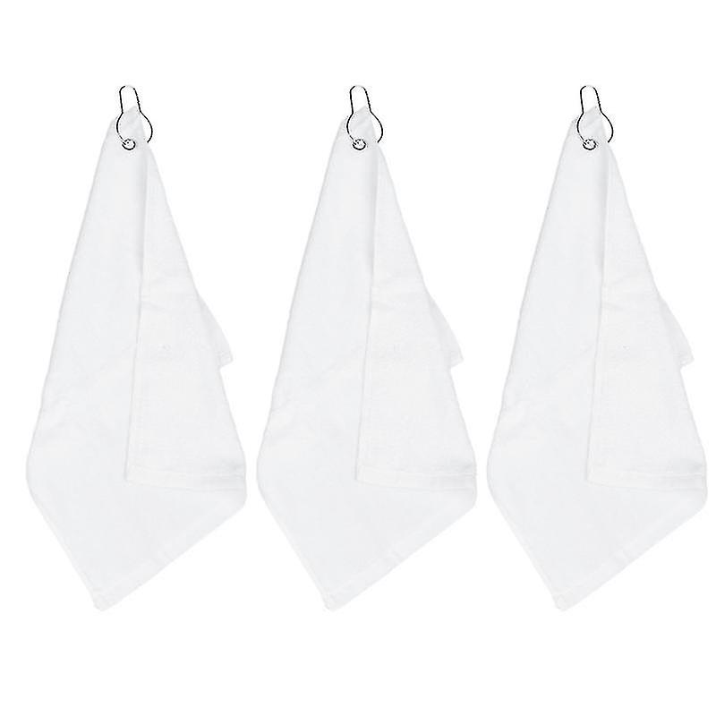3pcs Portable Towel Practical Hole Towel With Hook Comfortable Sports Towel For Outdoor Indoor Use (white)