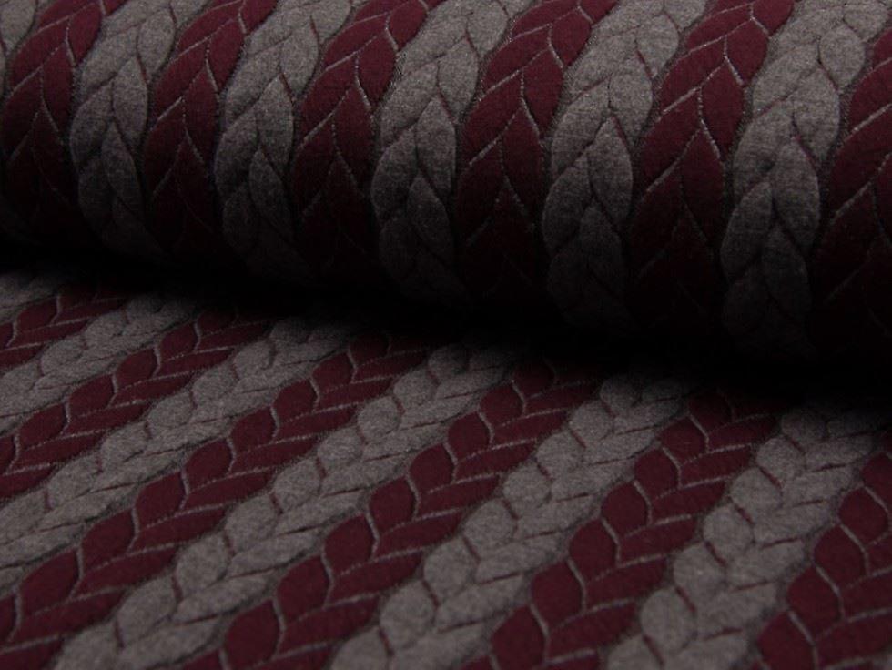 Minerva Textured Stretch Knit Fabric Bordeaux - per metre