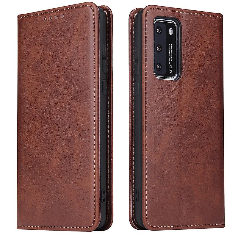 Flip Folio Leather Case For Samsung A90 5g Brown Pns-1050