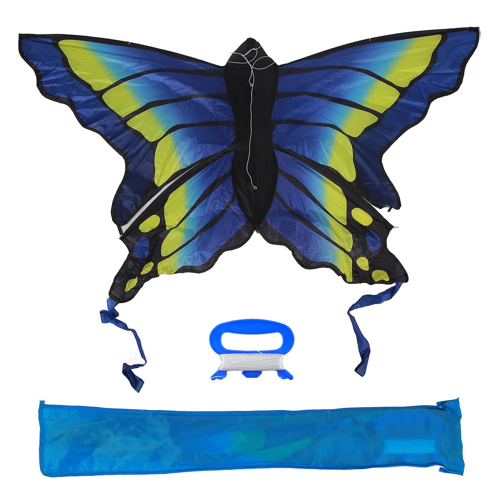 Butterfly Kite 133x70cm Blå Vacker Levande Lätt Att Flyga Enkellinjedrake För Vårutflykt Picknick