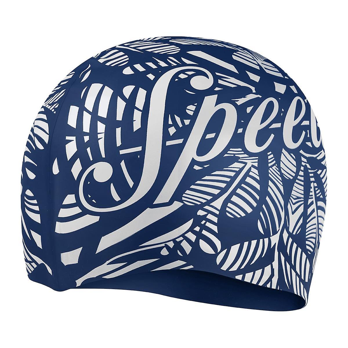 Speedo Junior Logo Placement Silicone Cap - Ammonite Blue/ White - Girls