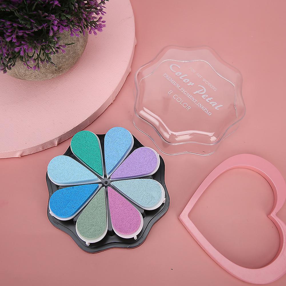 8 Colors Petal Shaped Colorful Ink Pad for Scrapbooking Diary Painting Accessory 1005 Mist