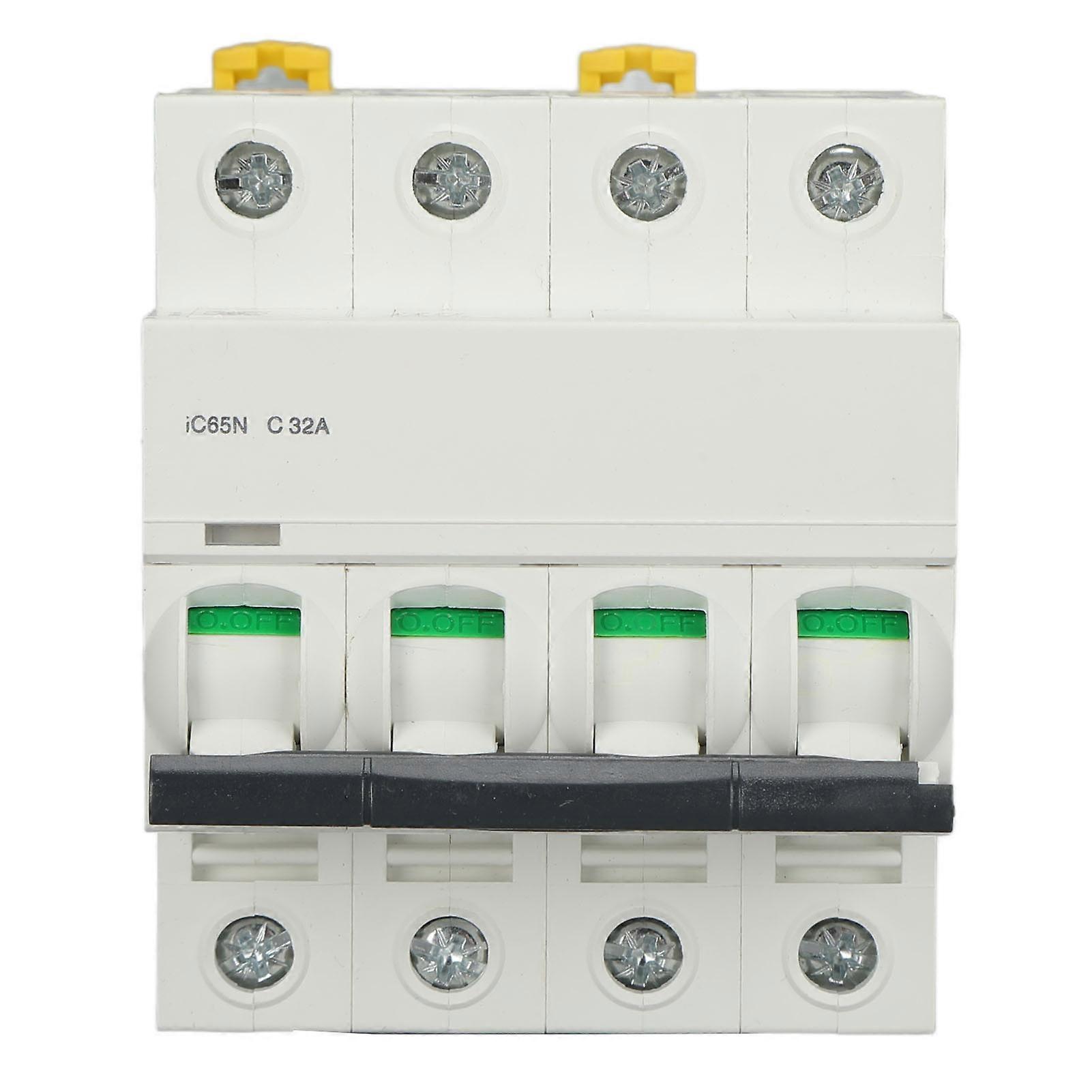 Ouitble Low Voltage Circuit Breaker Circuit Breaker MCB 4P for Home Equipment, Low Voltage DIN Rail Mount, AC 400V 32A