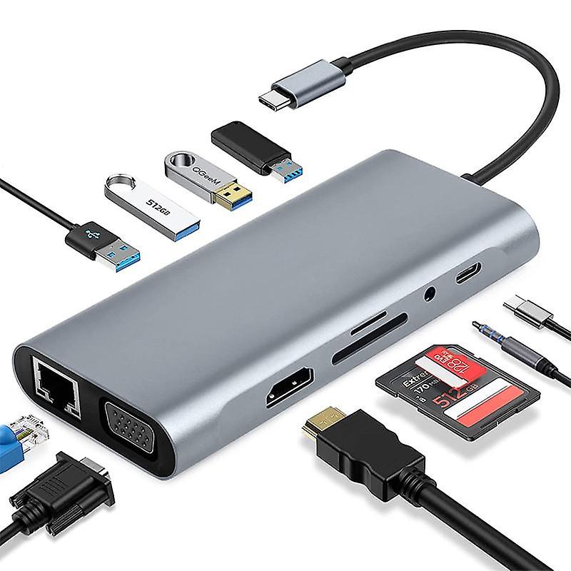 Multi-type 11-in-1 USB docking hub