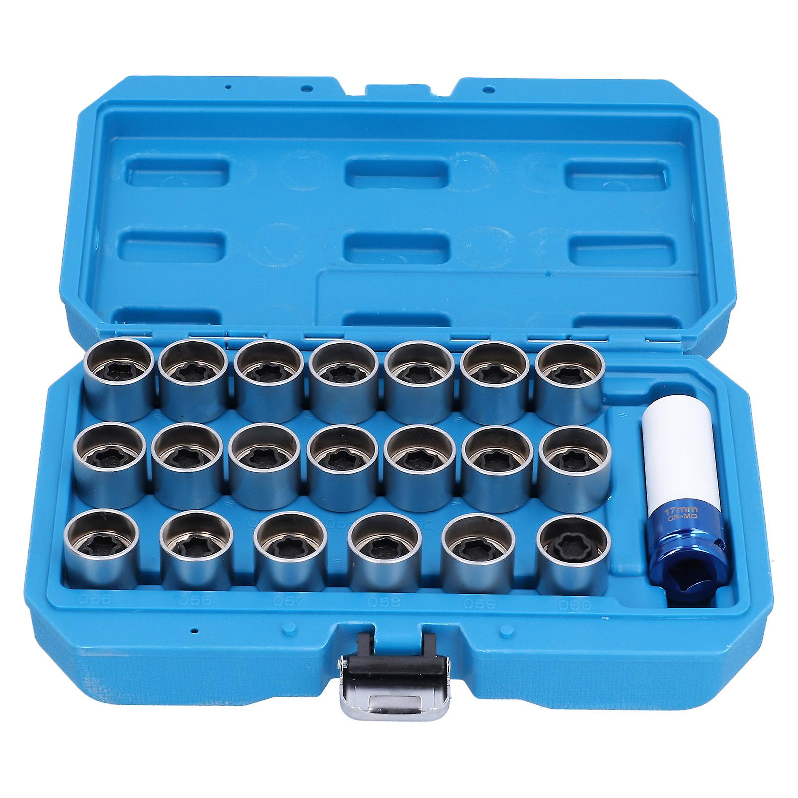 21pcs Wheel Lock Lug Nut Removal Kit Nut Stud Removal Tool Chrome Vanadium Steel Car Maintenance