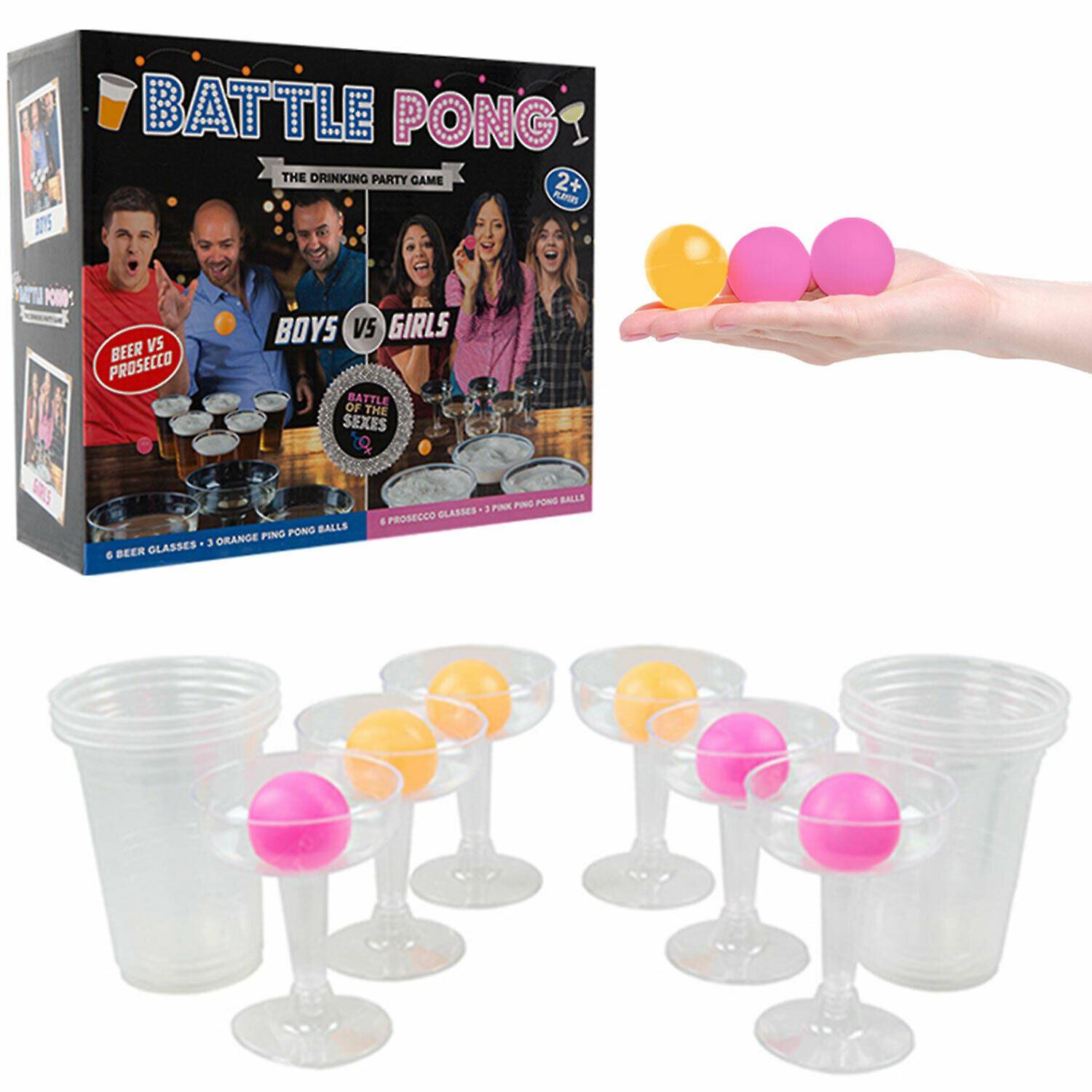 Battle Pong 18pc Adults Drinking Party Game Beer vs Prosecco