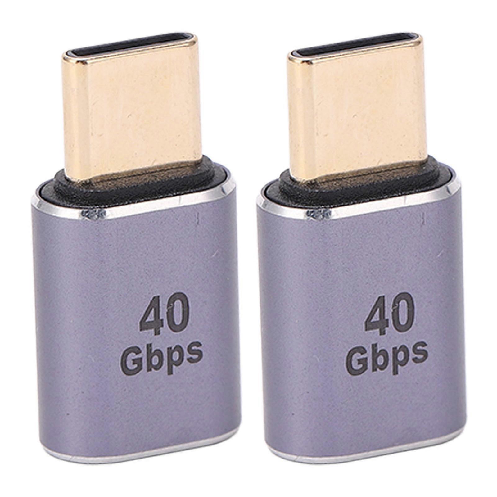 2Pcs Mini USB C Adapter 40Gbps Straight Alloy Shell Type C Male to Type C Female Adapter Connector for Laptop Smartphone
